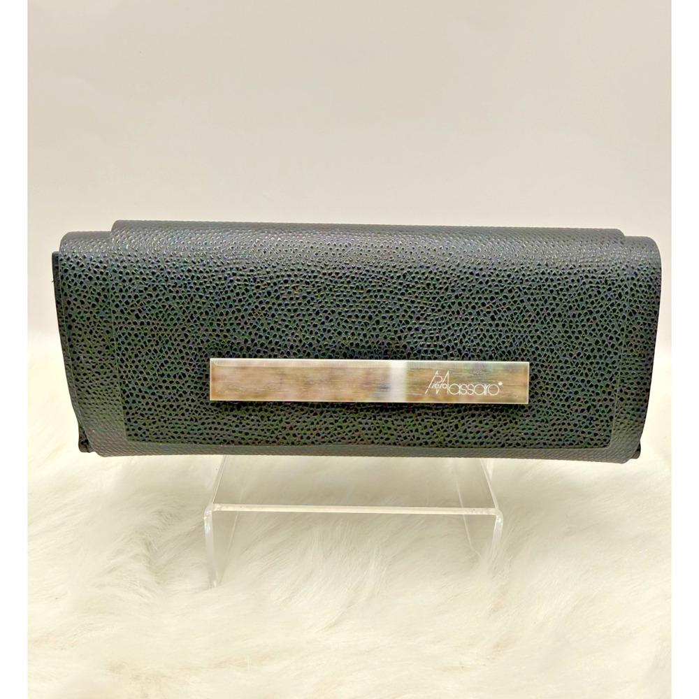 Vintage Piero Massaro Unfolding Black Pebble Leather Eye/Sunglass Case-Case Only